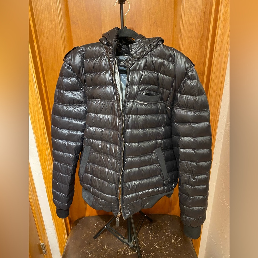 Members Only Black Lightweight Hooded Puffer Jacket